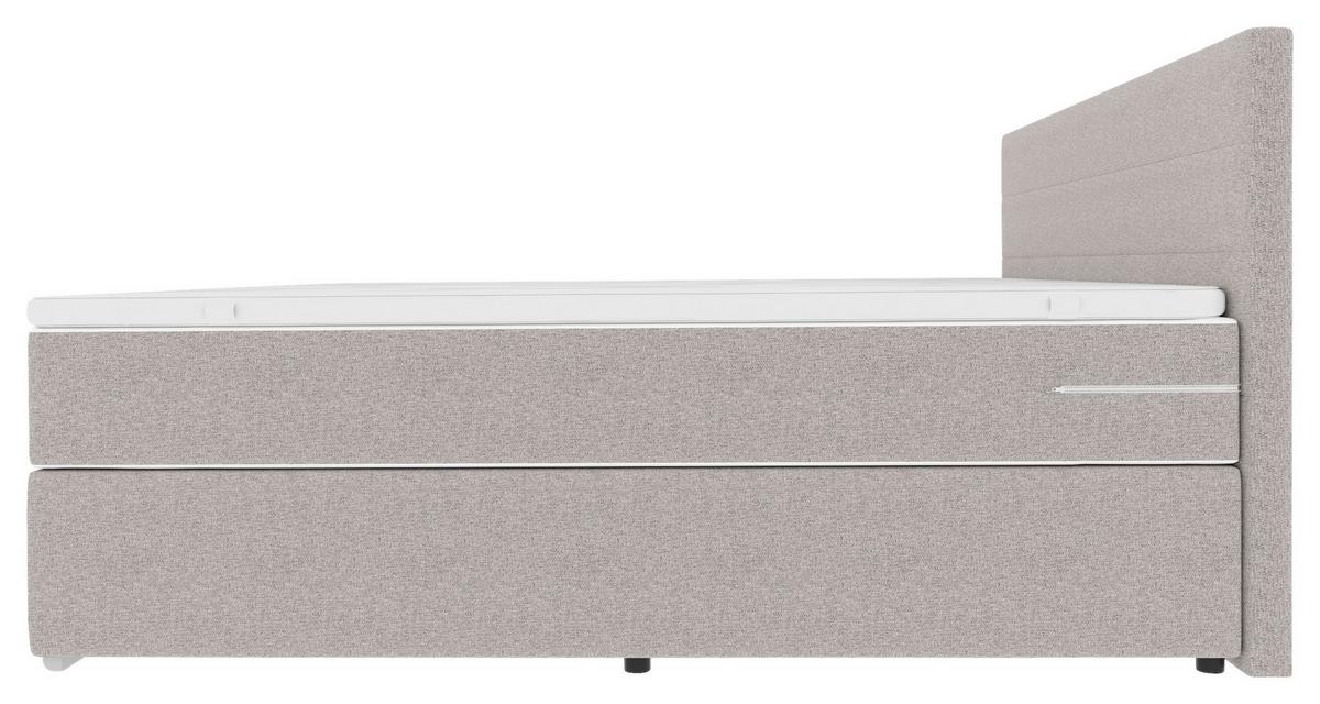 Boxspringbett mit Topper 160x200 Catania - Chromfarben/Hellgrau, KONVENTIONELL, Textil (160/200cm)