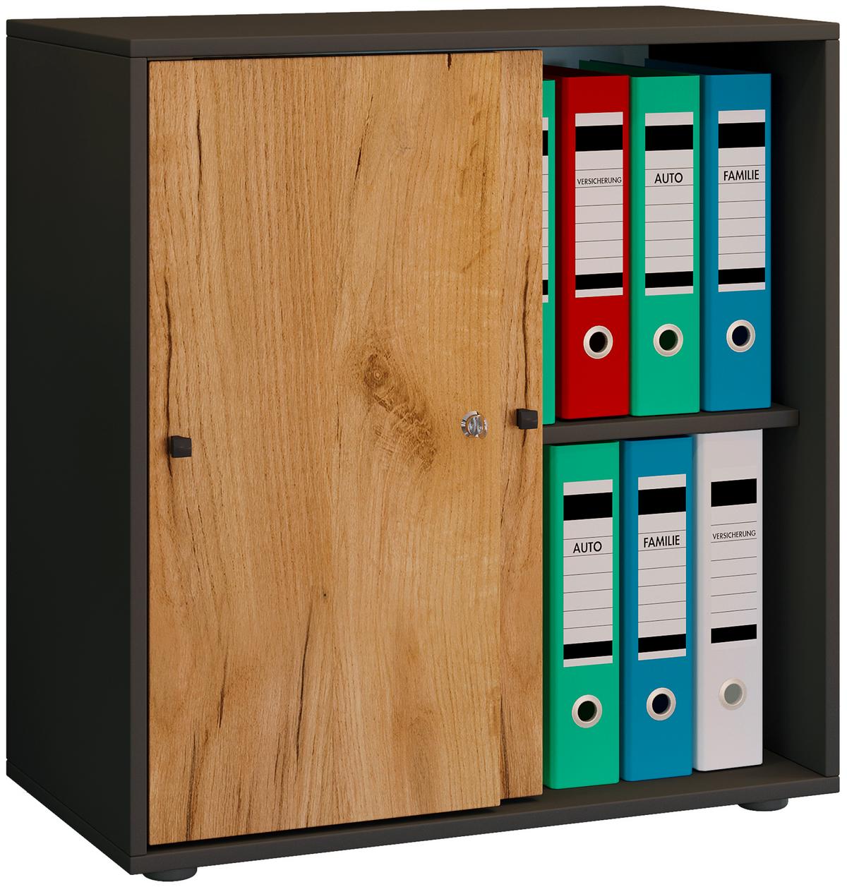 Regal Lona Anthrazit/Eiche Dekor B: 70cm - Honigeiche/Anthrazit, Design, Holzwerkstoff (70/74/37cm) - MID.YOU