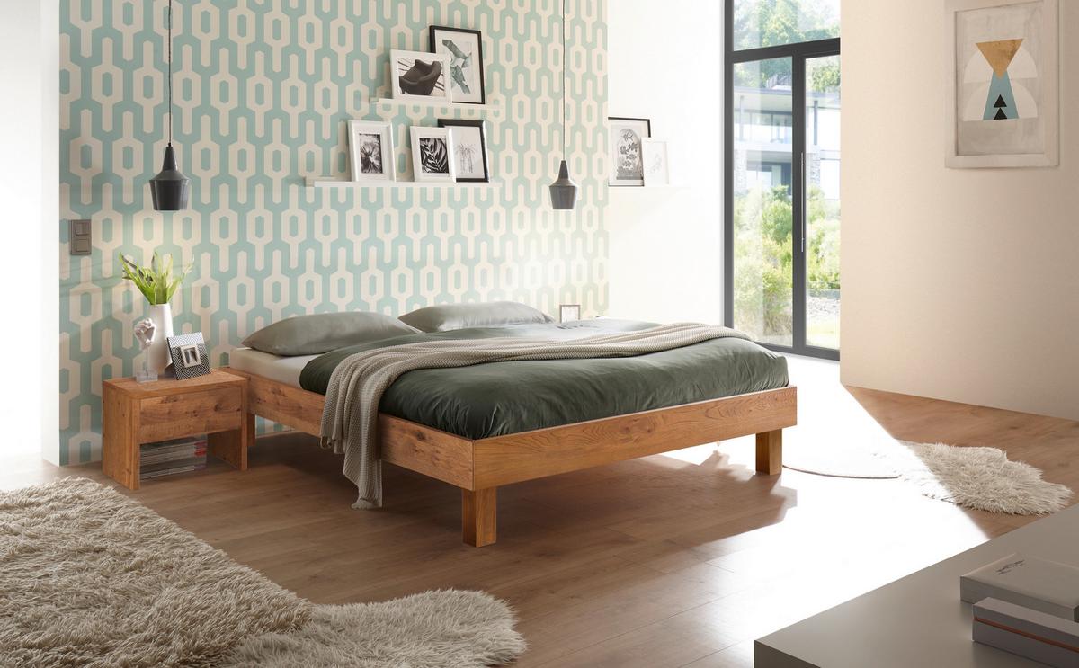 Bett Rapallo, Wildeiche 120x200 cm - Wildeiche/Eichefarben, Natur, Holz (120/200cm) - Hasena