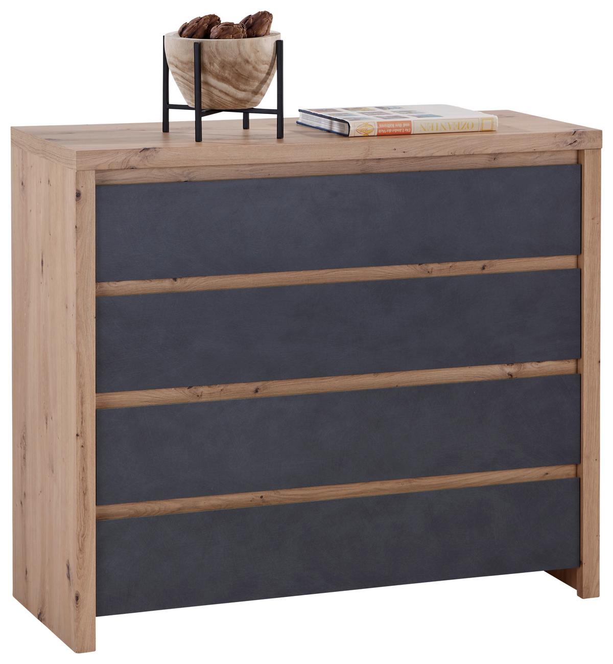 Kommode B: 105 Cm Larios, Graphitfarben/eiche Dekor - Graphitfarben/Eiche Artisan, MODERN, Holzwerkstoff (105/91/40cm)