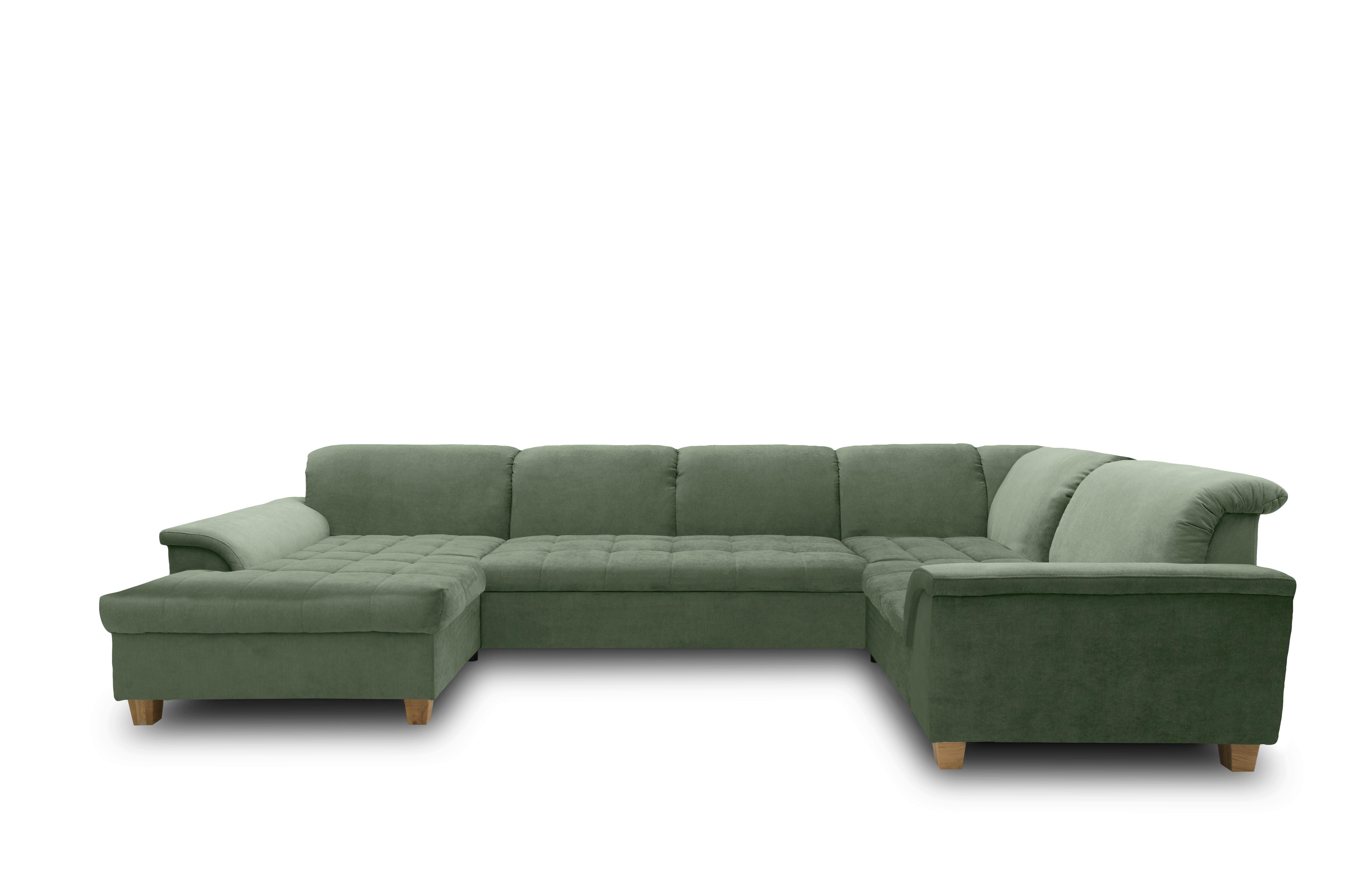 Wohnlandschaft Franzi Grün Mikrofaser - Eichefarben/Grün, KONVENTIONELL, Textil (162/344/206cm) - MID.YOU