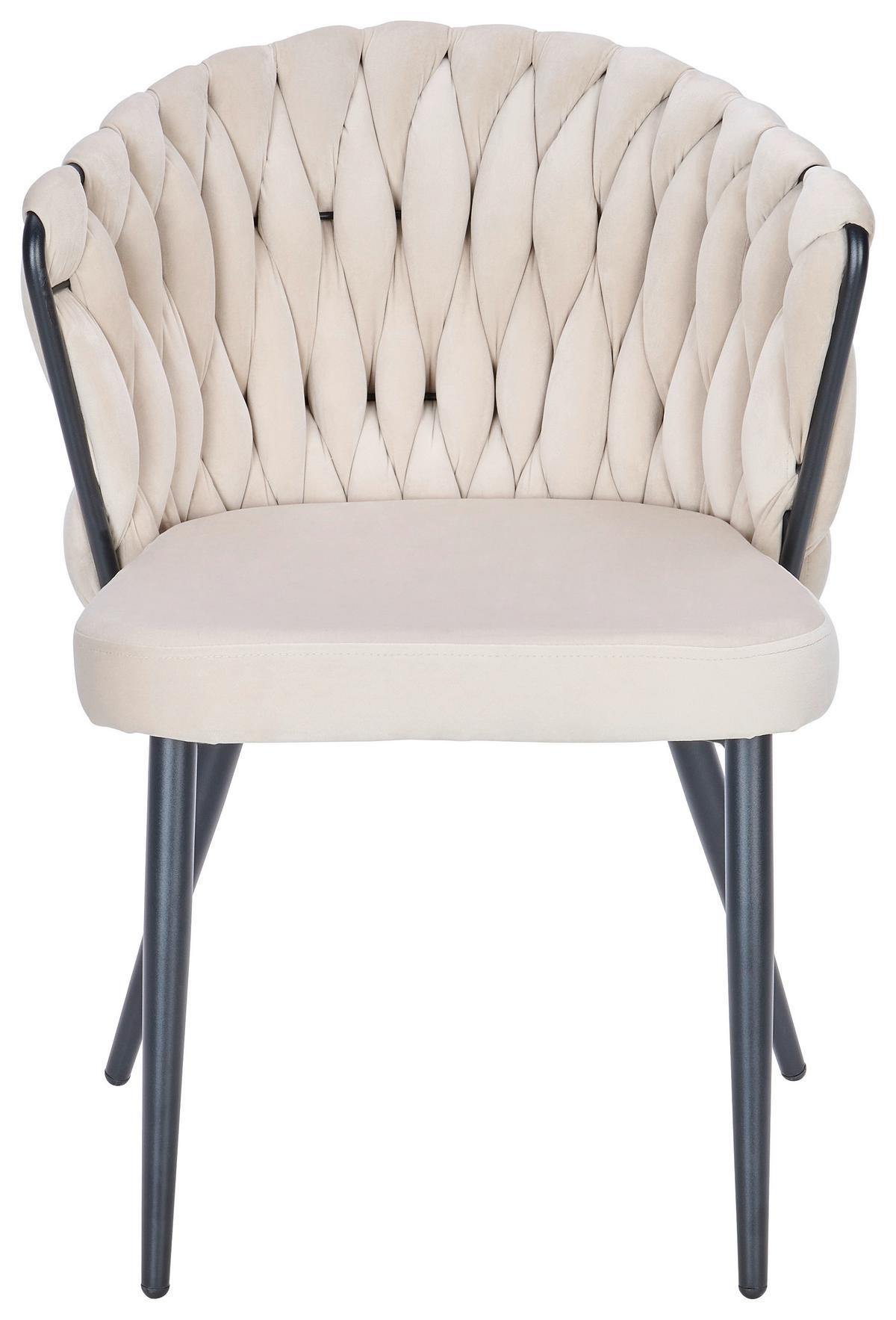 Stuhl Hardy Samt Beige B: 63 Cm - Beige/Schwarz, MODERN, Textil/Metall (63/58/78cm) - Livetastic