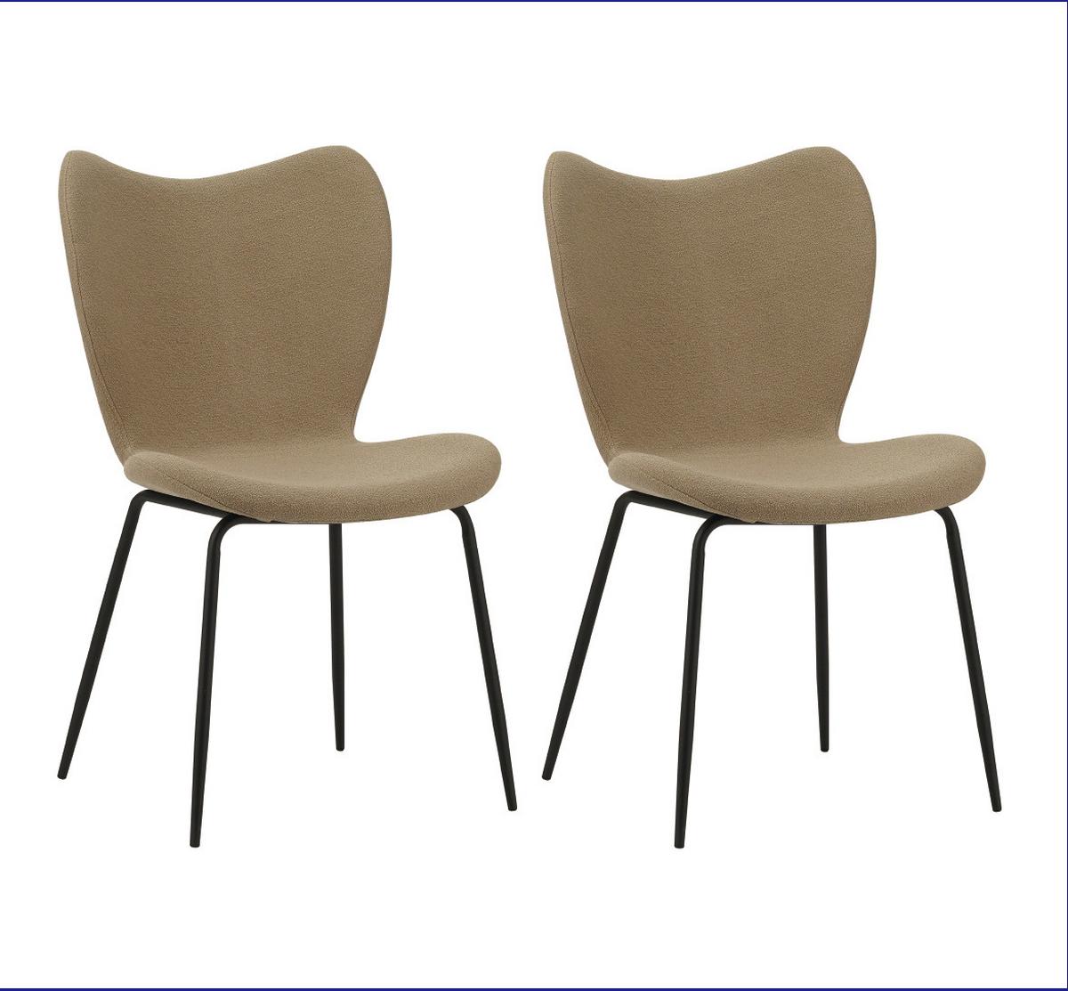 Stuhl-Set Caen Taupe B: 50 cm - Taupe/Schwarz, MODERN, Textil/Metall (50/88,5/42cm) - MID.YOU
