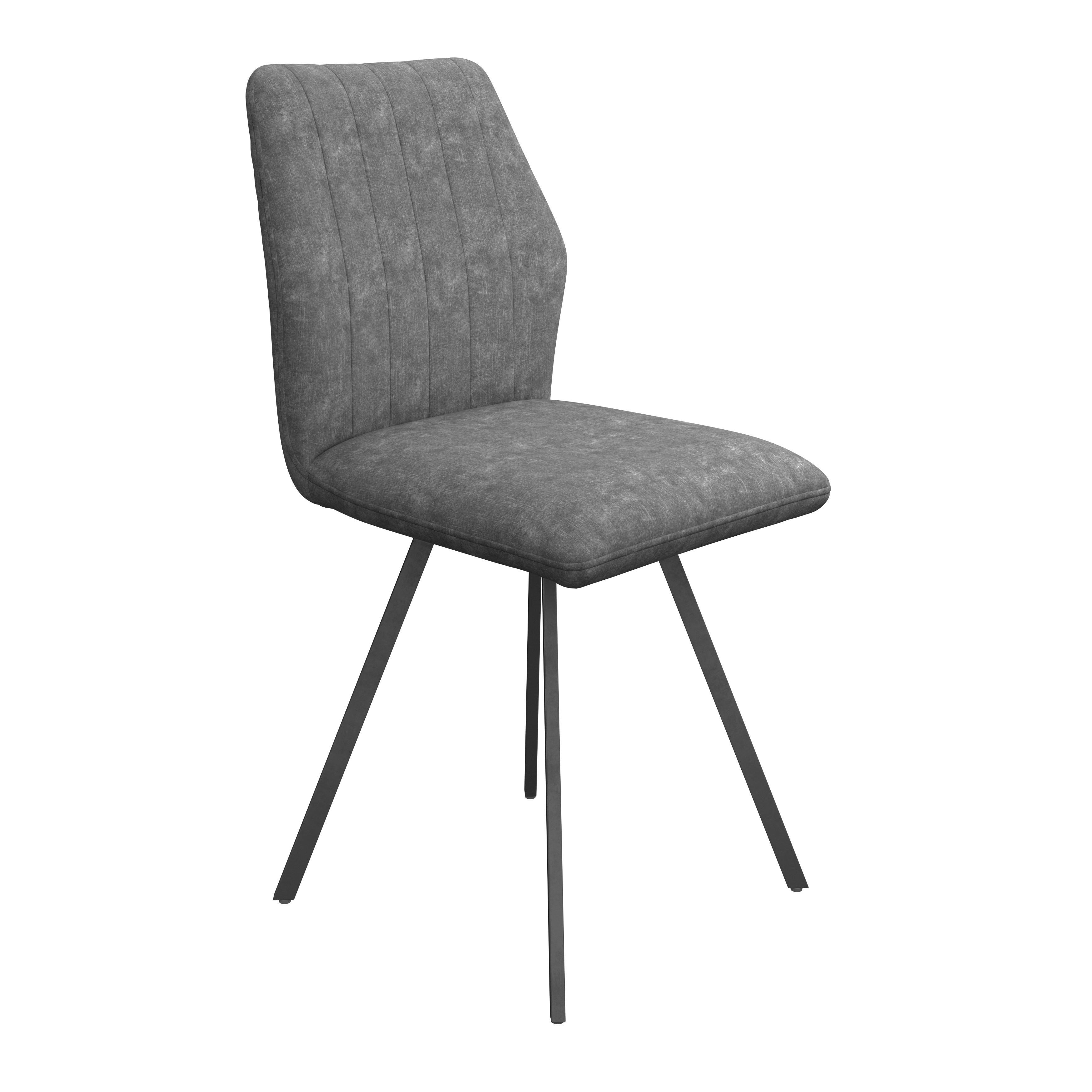 Vierfußstuhl Johanna Bezug Webstoff grau - Schwarz/Grau, MODERN, Textil/Metall (46/90/60cm)