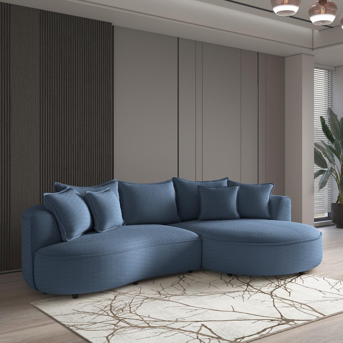 Ecksofa Levi - Schwarz/Dunkelblau, MODERN, Textil (287/168cm)