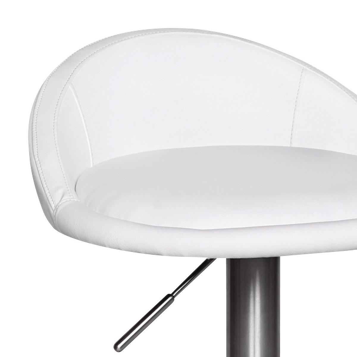 Barhocker höhenverstellbar Mit Lehne Lederlook Weiß - Silberfarben/Weiß, MODERN, Textil/Metall (43/65/43cm) - MID.YOU