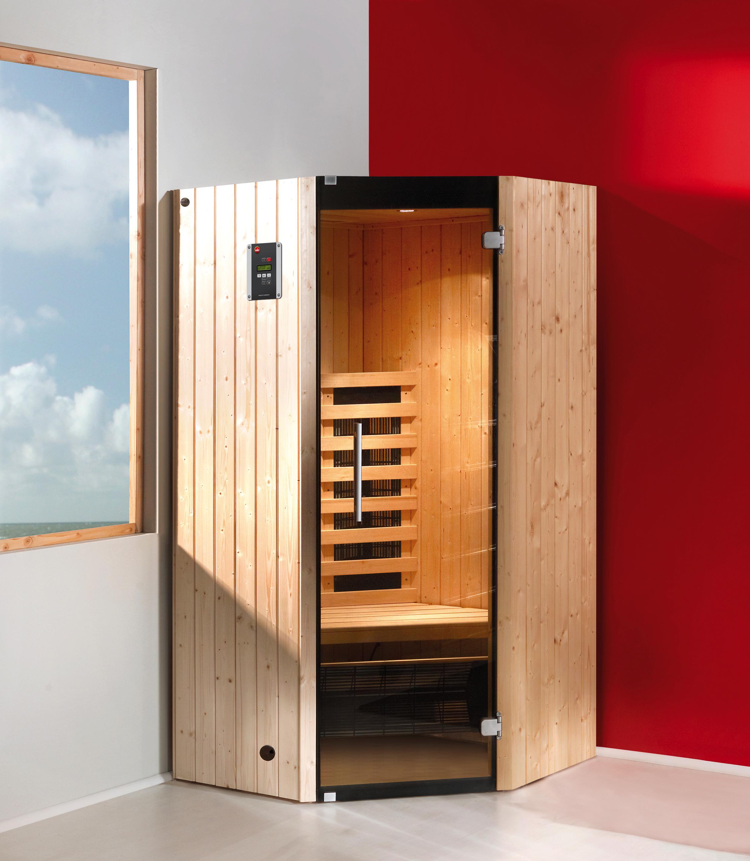 Infrarotkabine Tanilla Eck - Fichtefarben, MODERN, Glas/Holz (137/190/99cm)
