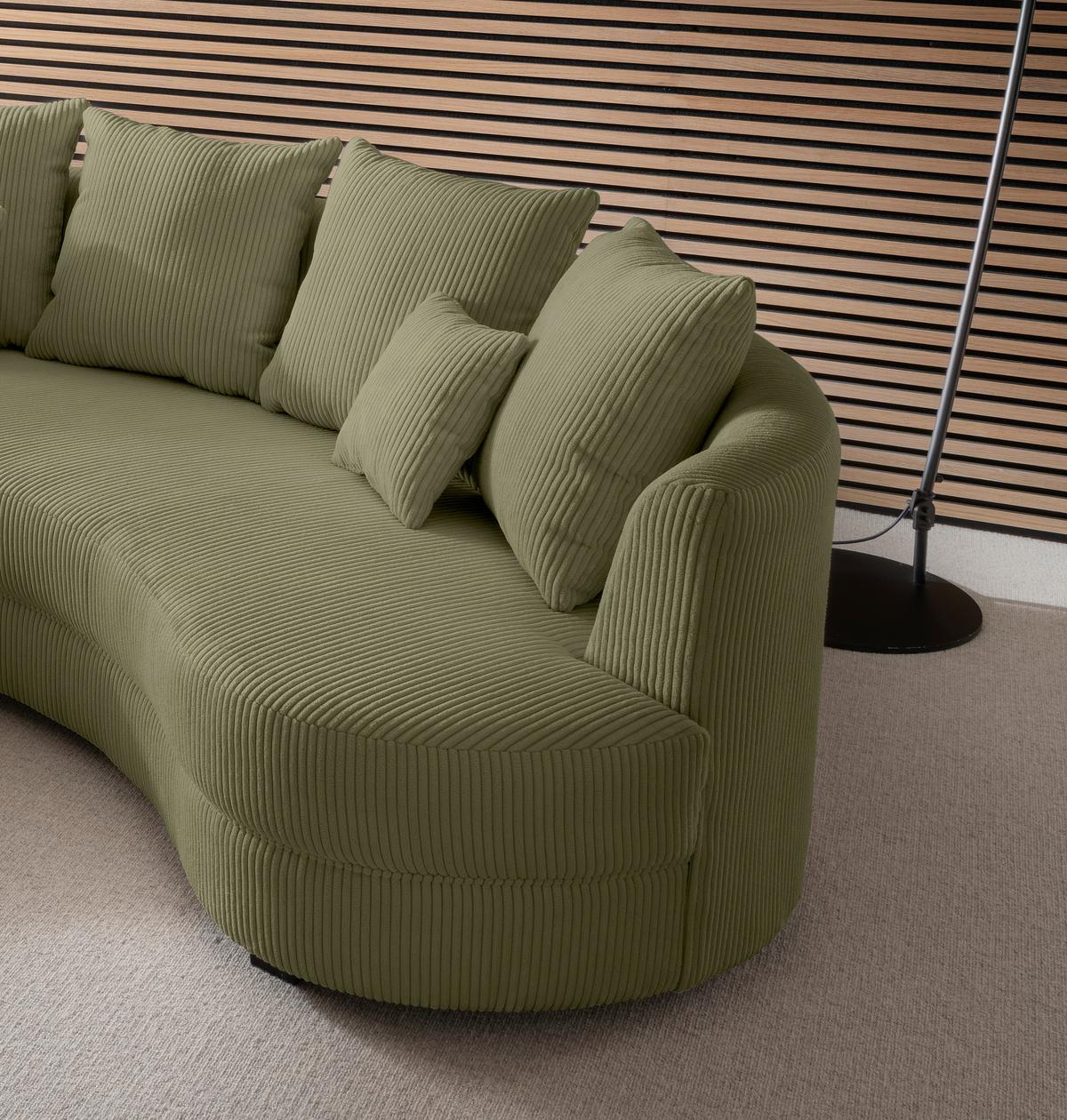 Wohnlandschaft Limoncello Olivgrün S: 300x160 cm - Schwarz/Olivgrün, Design, Textil (300/160cm) - Livetastic