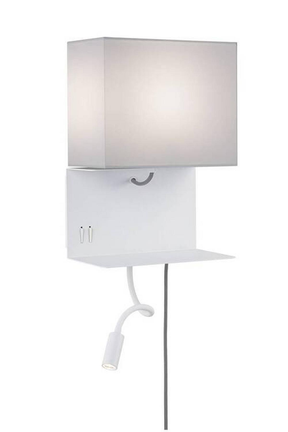 Wandleuchte Merani 1-flammig Mit Lesearm Und Usb-Anschluss - Weiß/Grau, LIFESTYLE, Textil/Metall (25/35,5cm) - Paulmann