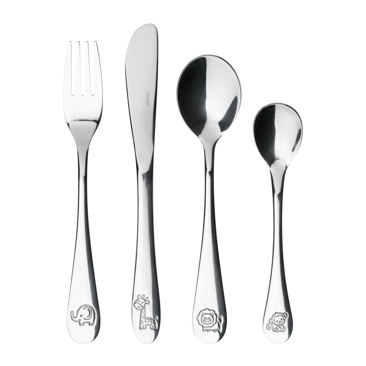 Besteckset Zoo 4-teilig Edelstahlfarben B: 15,2 Cm - Edelstahlfarben, Basics, Metall (21,60/15,20/2,40cm) - Kelomat