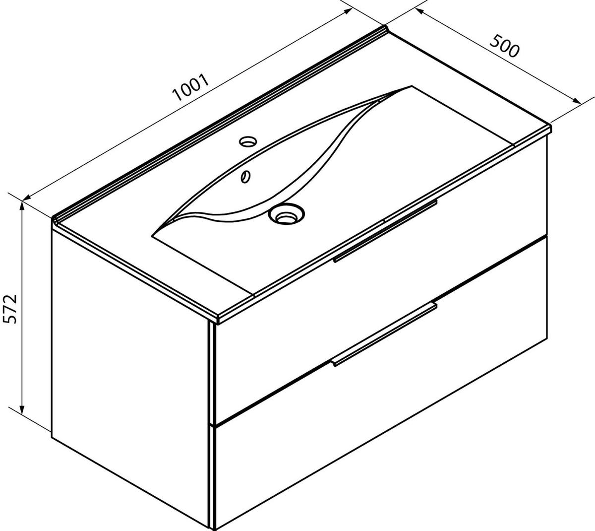 Waschtsichkombi B.Brilliant Anthrazit/Eichefarben B: 100cm - Eichefarben/Anthrazit, Basics, Glas/Holzwerkstoff (100/56,2/50cm) - MID.YOU