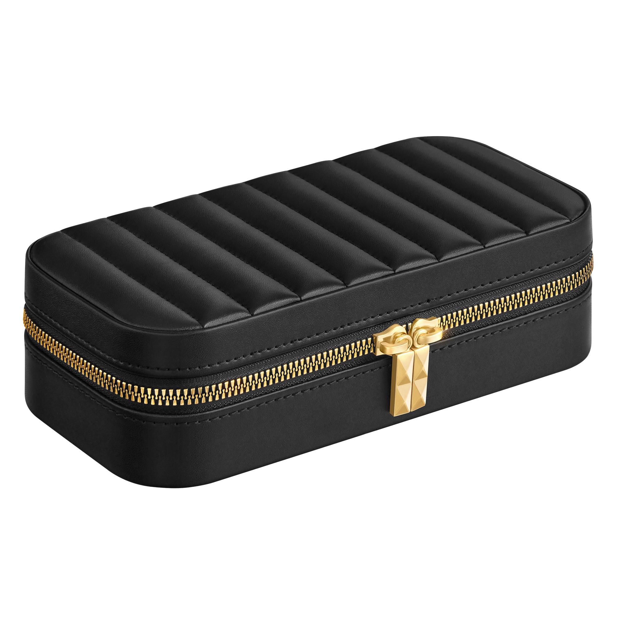 Schmuckkästchen Schwarz B: 20,5 cm - Schwarz, LIFESTYLE, Glas/Leder (20,5/6/10,5cm)
