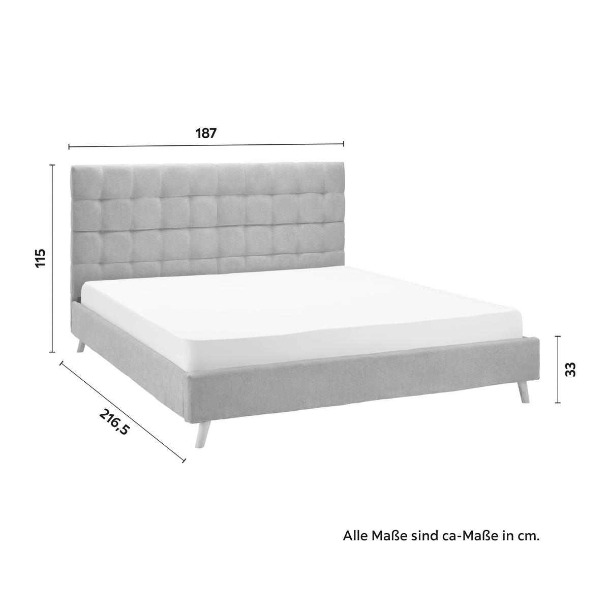Čalúnená posteľ CESARO sivá, 180x200 - sivá/prírodná farba, Modern, kov/drevo (180/200cm) - PBJ
