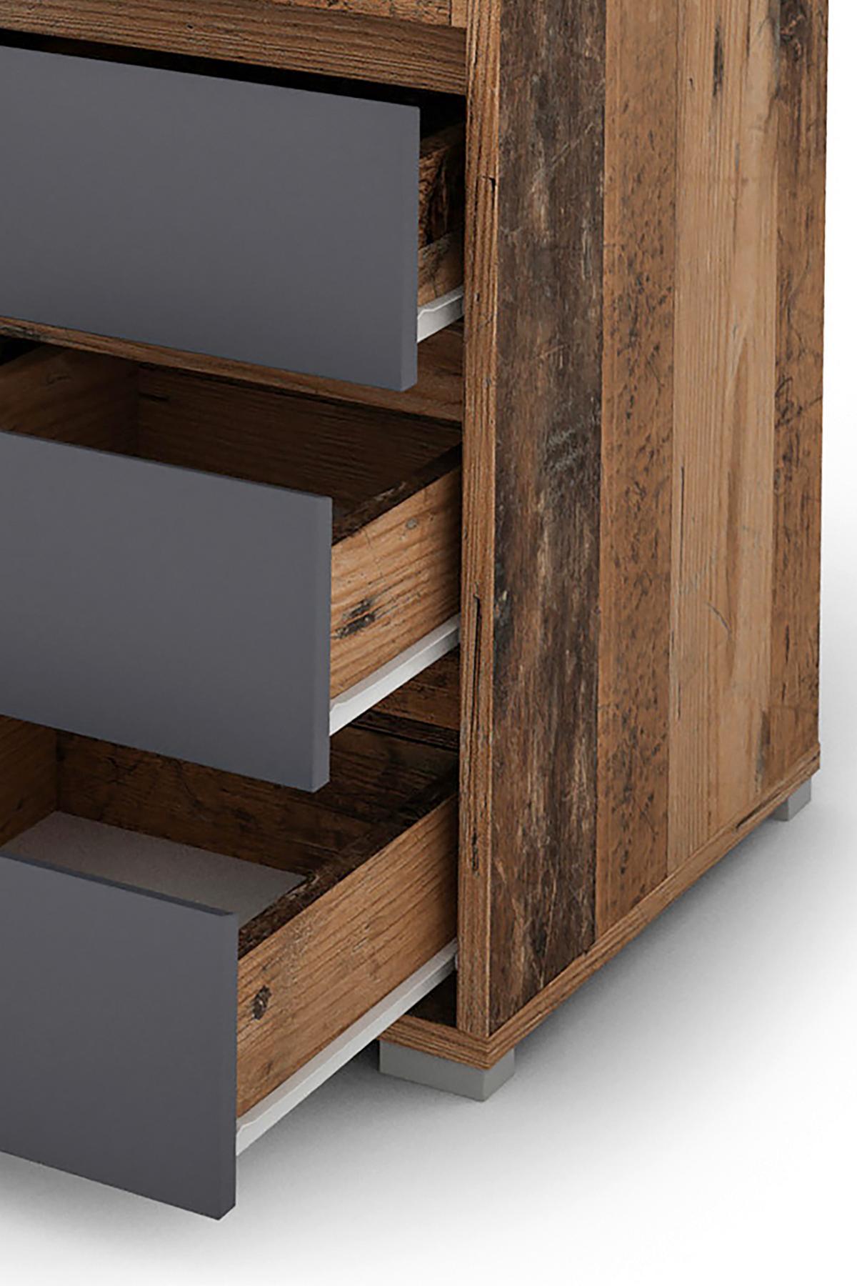 Schreibtisch Mit Schubladen Lxbxh: 138x55x75 Cm Lobo - Alteiche/Anthrazit, KONVENTIONELL, Holzwerkstoff (138/55/75cm) - MID.YOU