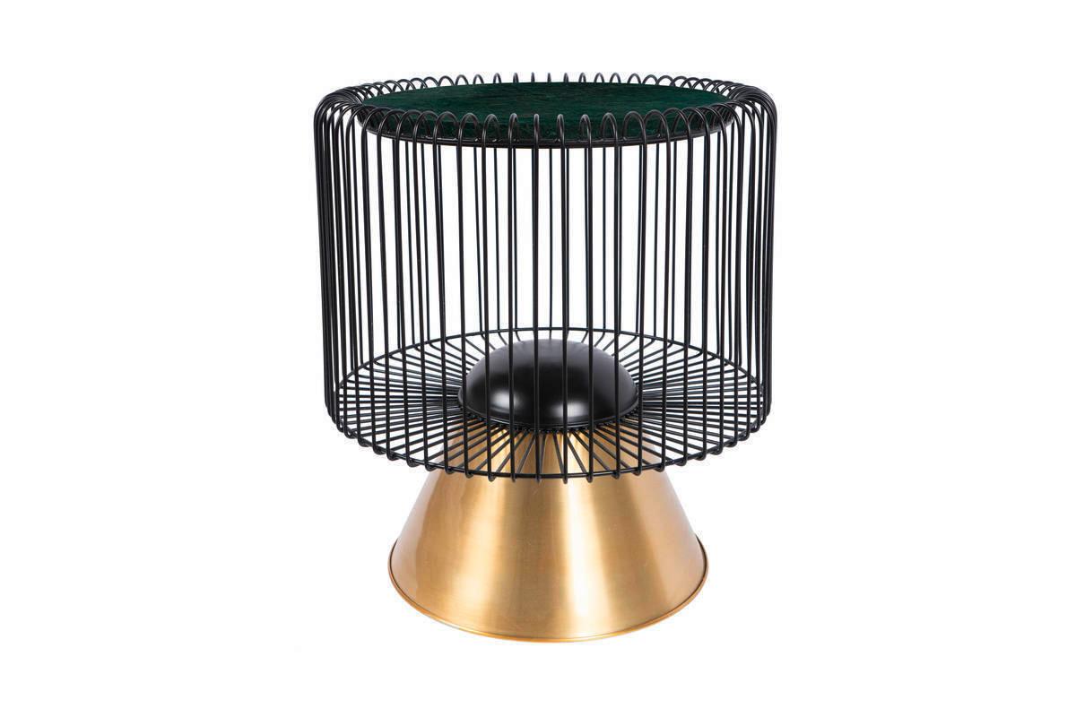 Beistelltisch Malibu Grün/Goldfarben/Schwarz - Goldfarben/Schwarz, Basics, Stein/Metall (51/56,5/51cm) - Kayoom