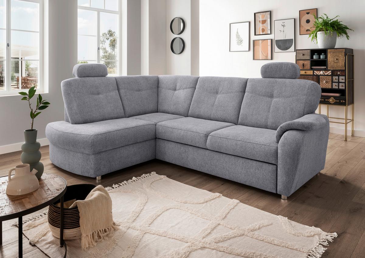 Eckschlafsofa Rosali Silberfarben S: 180x264 Cm - Chromfarben/Silberfarben, MODERN, Textil (180/264cm) - Livetastic
