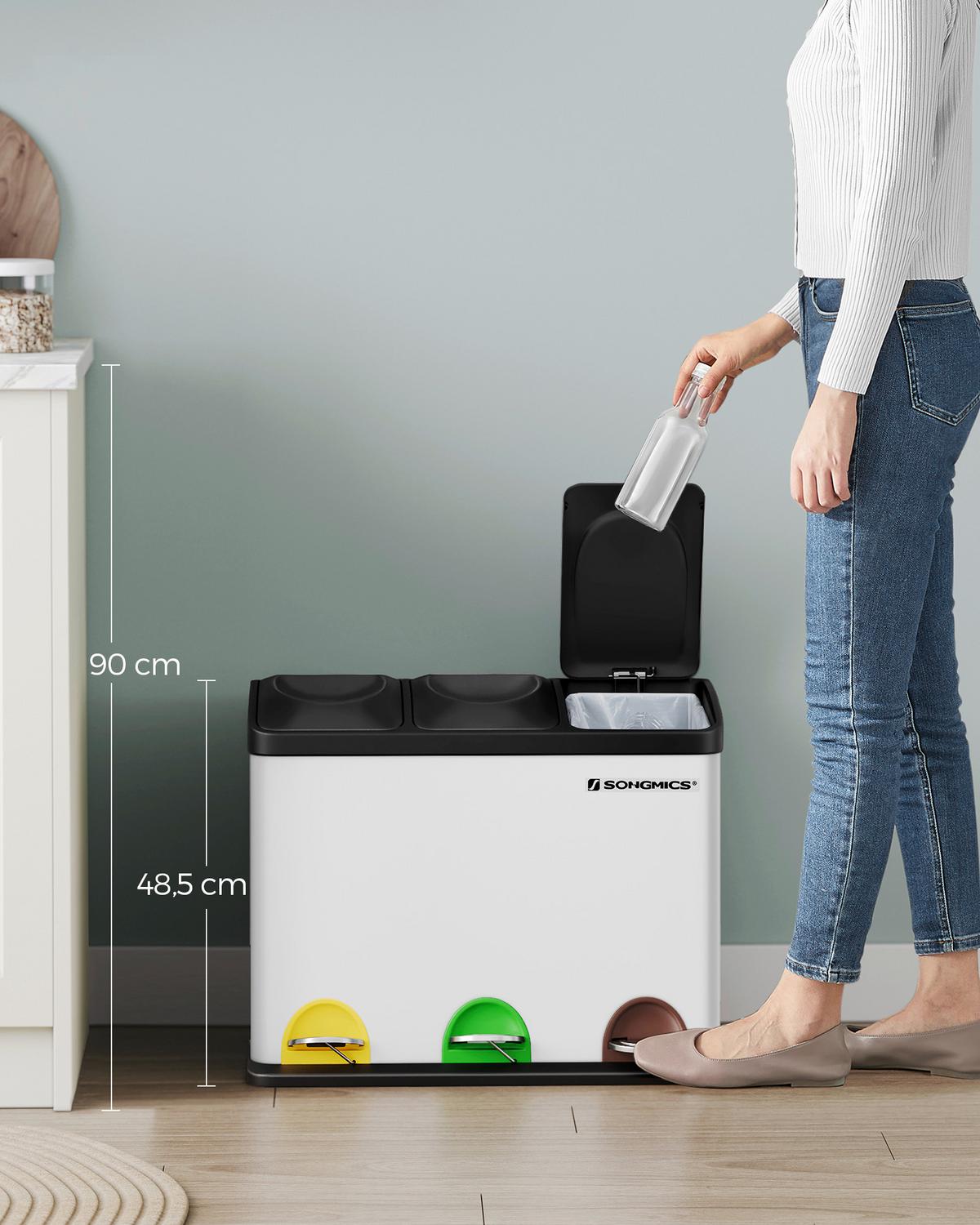 Abfallsammler Weiß B: 60,5cm - Weiß, Basics, Kunststoff/Metall (60,5/48,5/40,5cm)