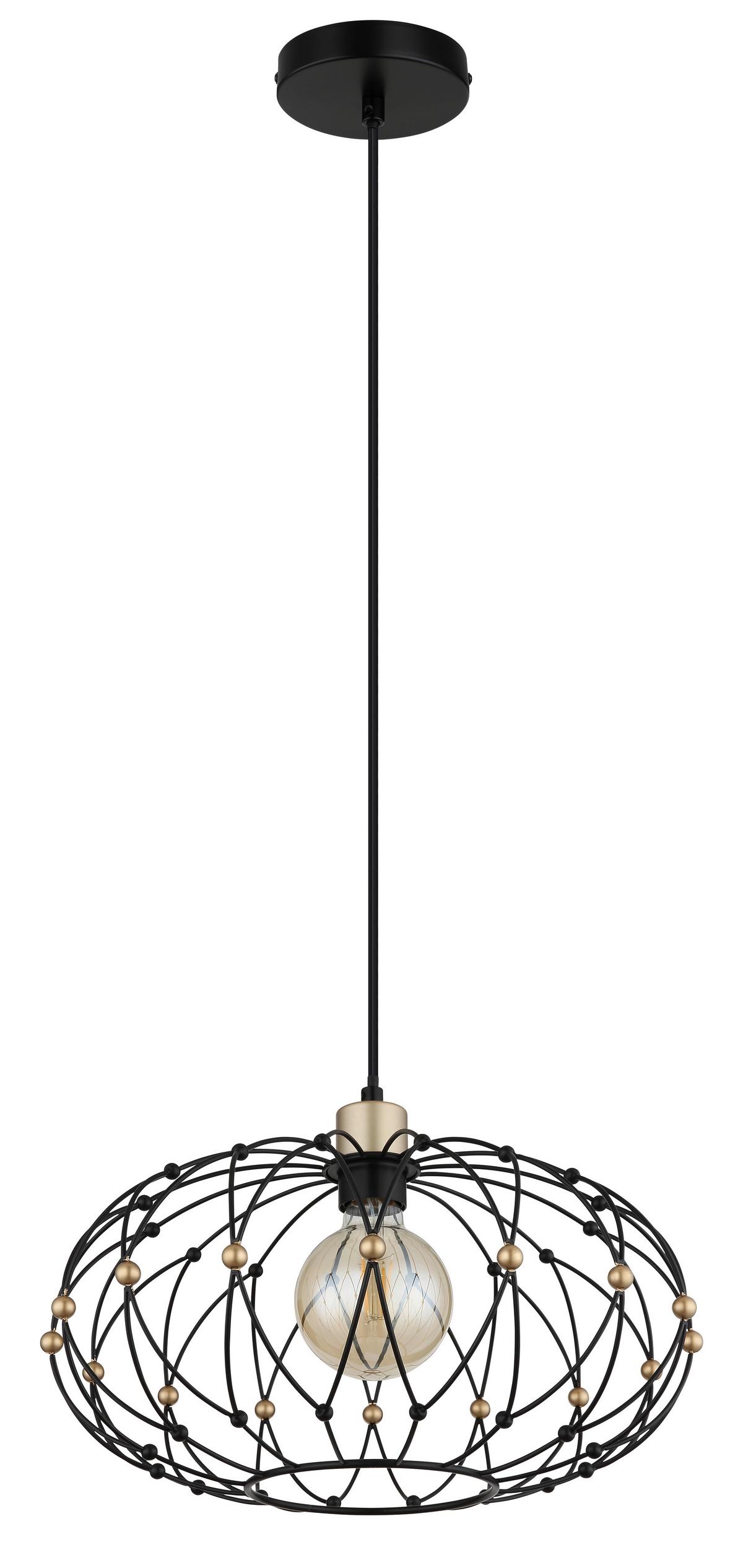 Hängeleuchte Greys Schwarz Goldfarben D: 40 cm - Goldfarben/Schwarz, Design, Kunststoff/Metall (40/150cm) - Globo