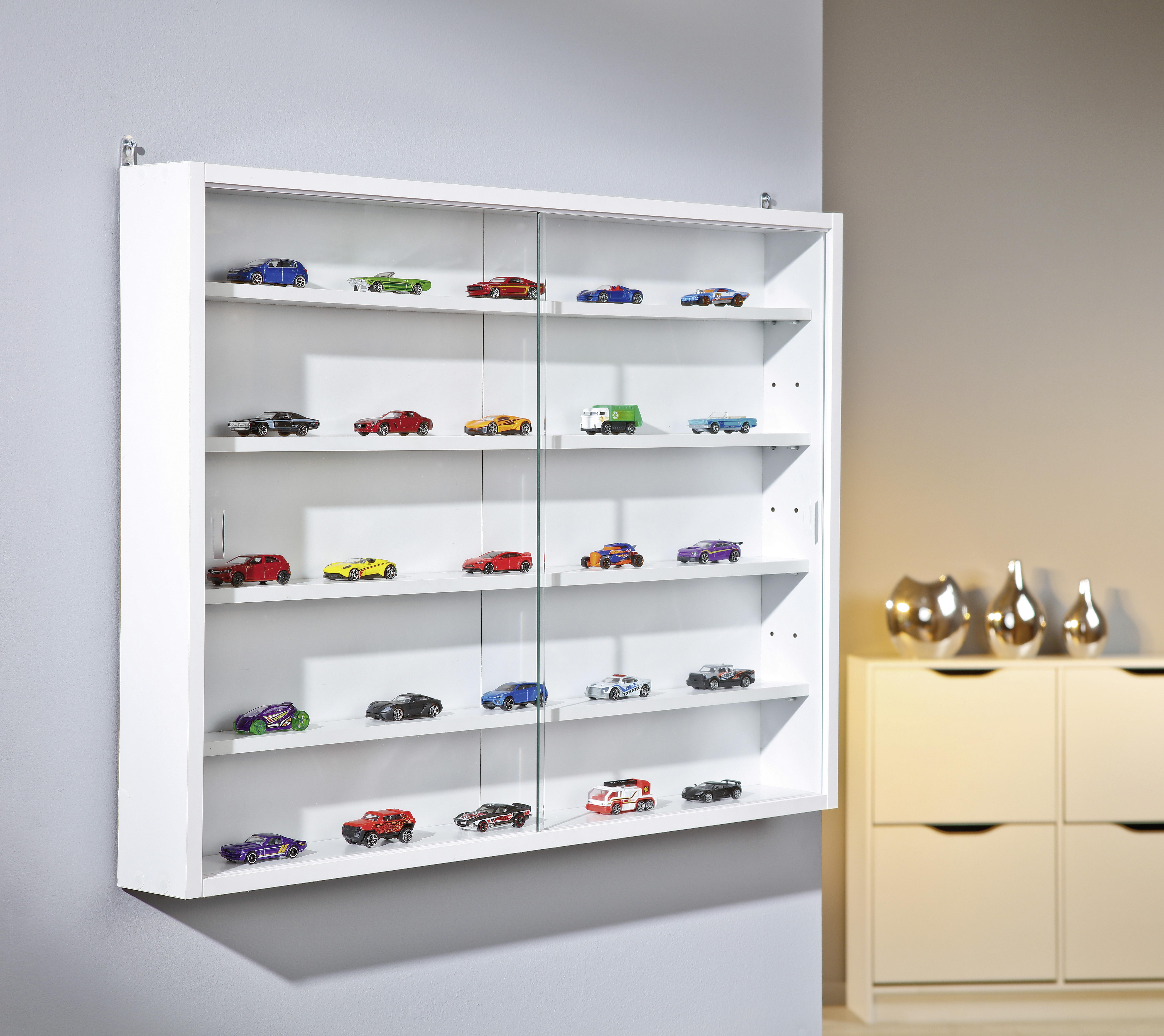 Hängevitrine Compilati B: 80cm Weiß Mit Sicherheitsglas - Weiß, KONVENTIONELL, Glas/Holzwerkstoff (80/60/9,5cm) - MID.YOU
