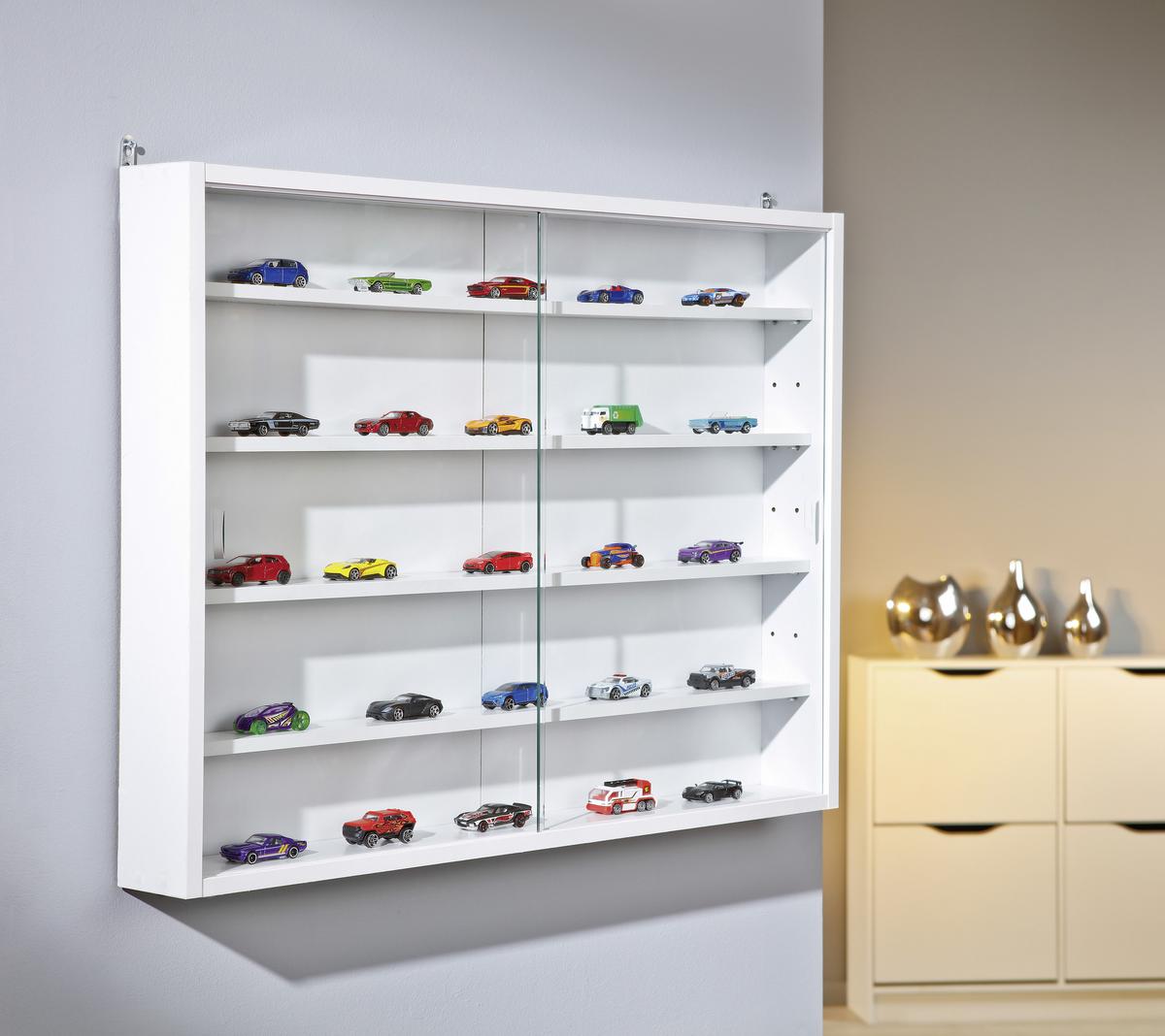 Hängevitrine Compilati B: 80cm Weiß Mit Sicherheitsglas - Weiß, KONVENTIONELL, Glas/Holzwerkstoff (80/60/9,5cm) - MID.YOU