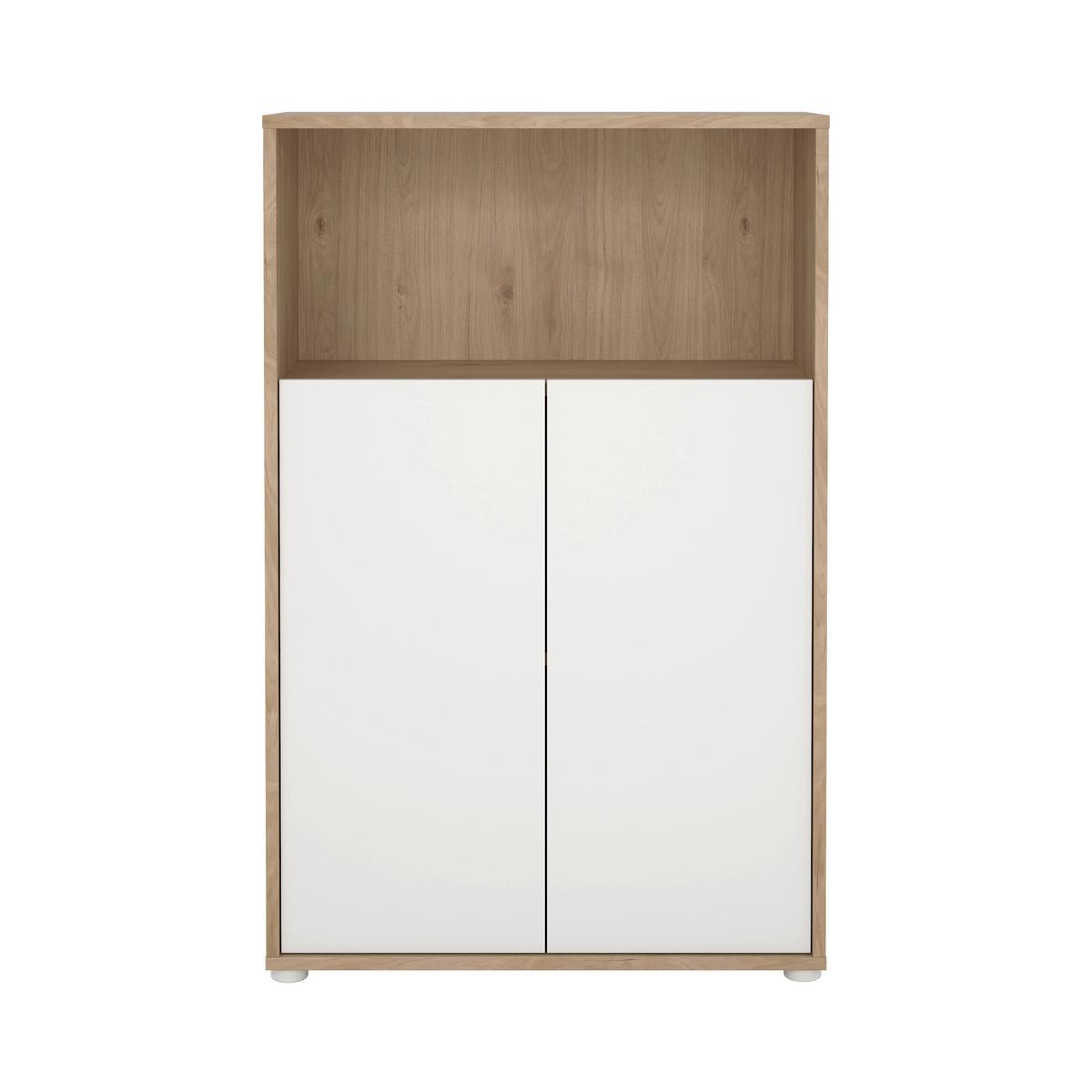 Highboard Sign Weiß/Eichefarben, L: 79,6 cm - Eichefarben/Weiß, MODERN, Holzwerkstoff (79,6/34,3/123,6cm) - MID.YOU