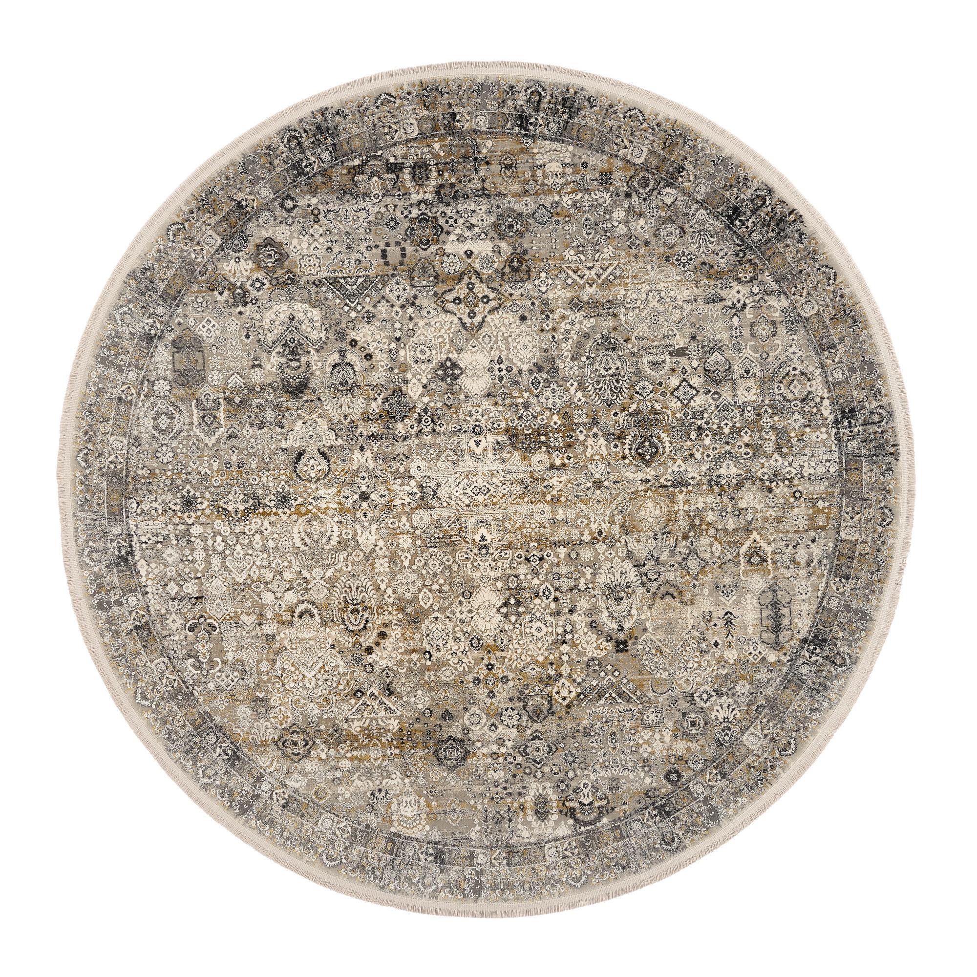 Webteppich Grau/Goldfarben Toulon Rund Ø 160 cm - Goldfarben/Grau, LIFESTYLE, Textil (160cm) - Dieter Knoll