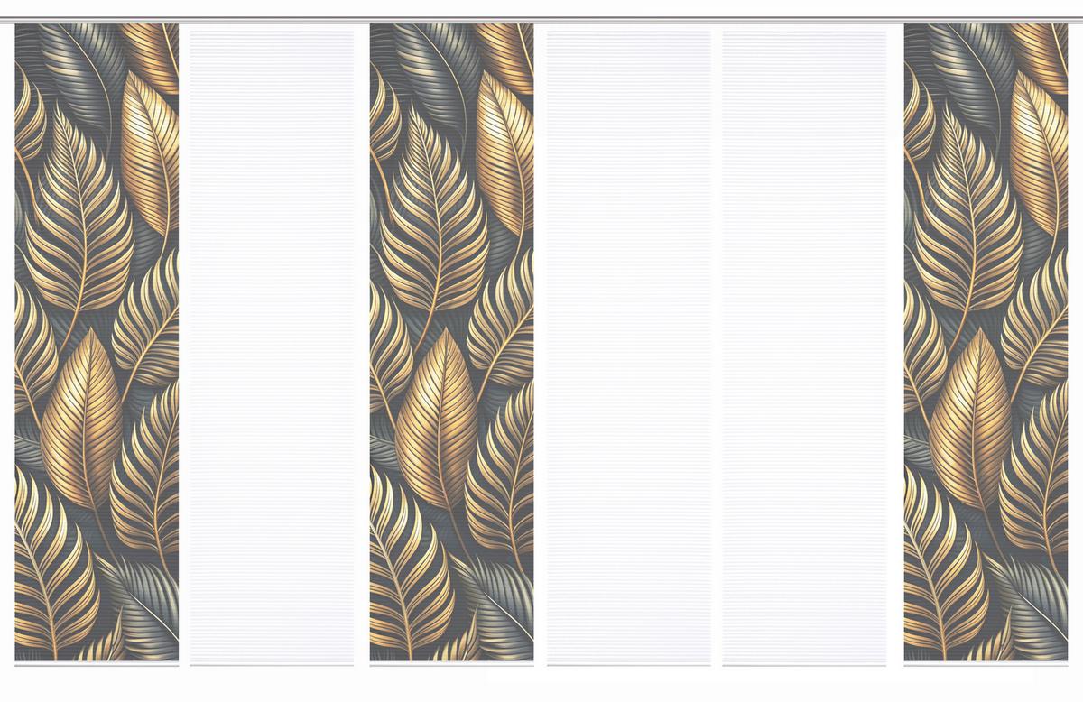 Flächenvorhang Zedric 6er Set - Anthrazit/Goldfarben, Natur, Textil (60/245cm)