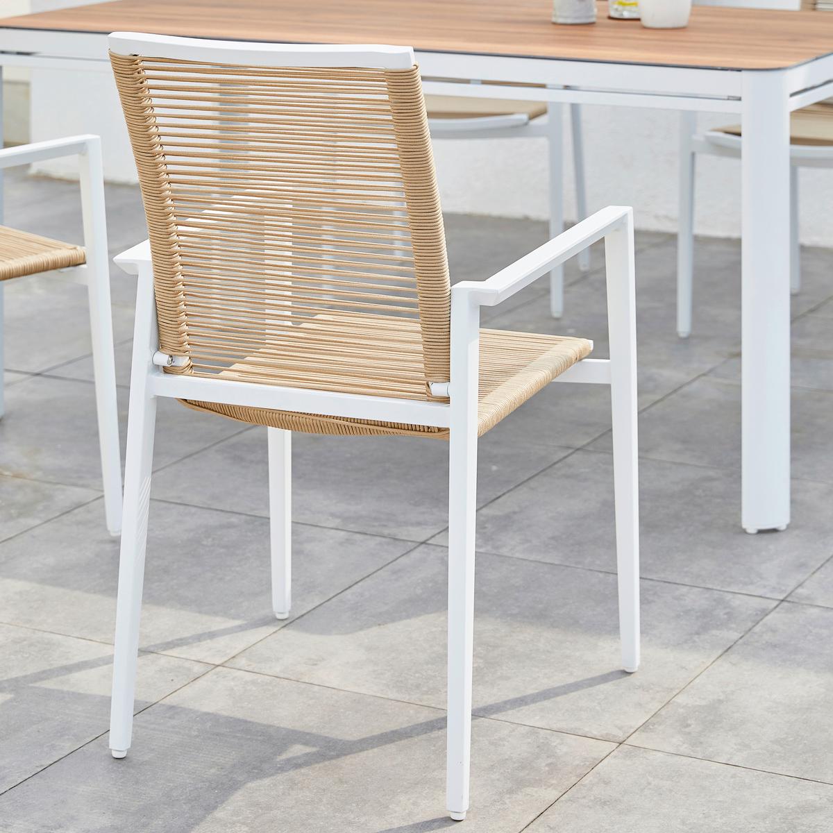 Gartenset Zora 5tlg - Weiß/Teakfarben, MODERN, Metall (160/90/74cm) - Ambia Garden