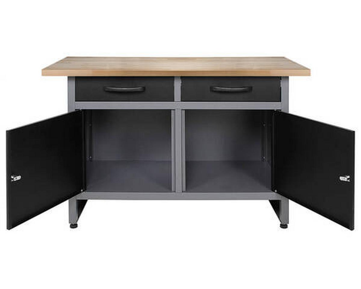 Werkbank-set Klaus Echtholz/stahl B: 240 Cm - Anthrazit/Grau, Basics, Holz/Metall (240/205/60cm)