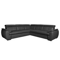 Ecksofa City Schwarz B: 265x265 cm - Wengefarben/Schwarz, Design, Leder (265/265cm) - Livetastic