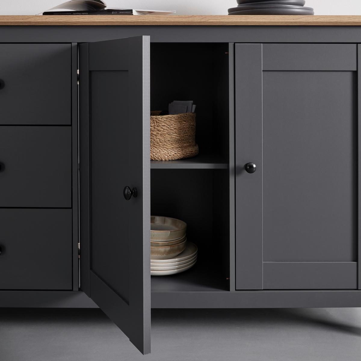 Trendová komoda Claudio š: 199cm - čierna/dub artisan, Modern, drevo/plast (199/96/44cm) - Bessagi Home