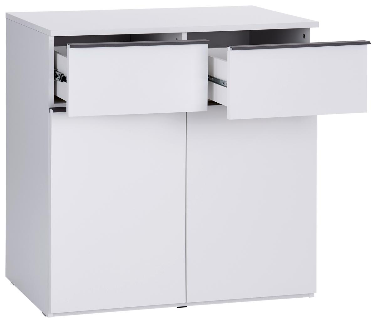Kommode B: 90 Cm Lucca, Weiß/grau - Weiß, MODERN, Holzwerkstoff (90/88/44cm)