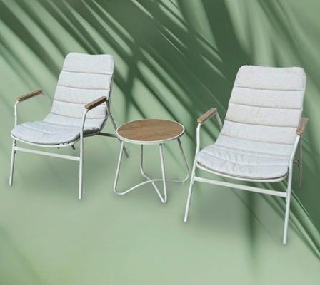 Gartenset 3-Teilig Wetterfest - Beige, Basics, Glas/Holz (78,3/65,8/87cm)