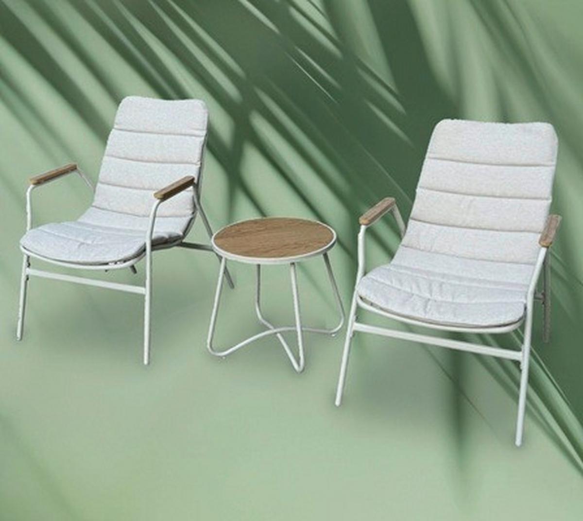 Gartenset 3-Teilig Wetterfest - Beige, Basics, Glas/Holz (78,3/65,8/87cm)