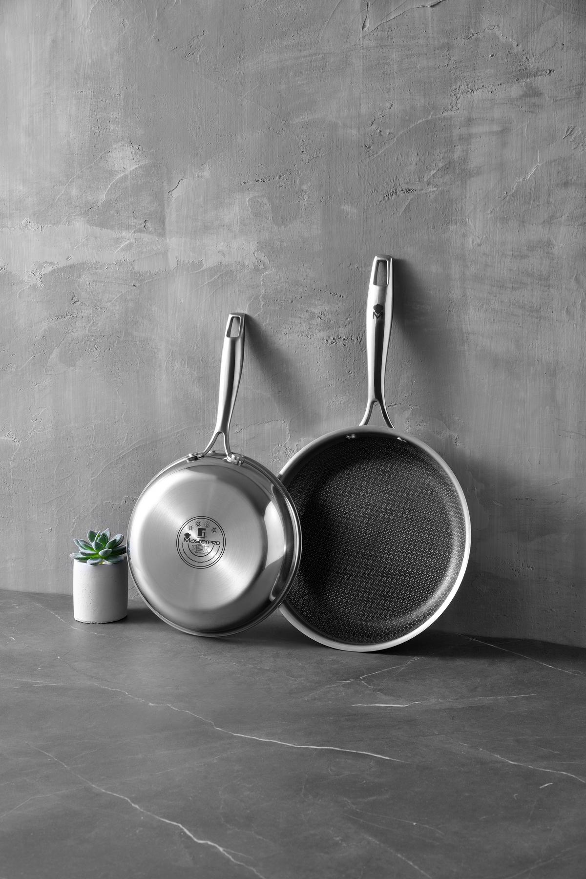 Bratpfanne Hi-Tech 3 D: 20 cm Edelstahl Antihaftbeschichtet - Silberfarben, Basics, Metall (20cm) - Masterpro