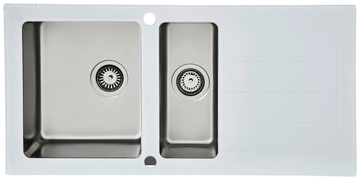 Spüle Respekta Edelstahl Bxt: 100x50 cm - Weiß, Trend, Glas/Metall (100/21/50cm) - Respekta