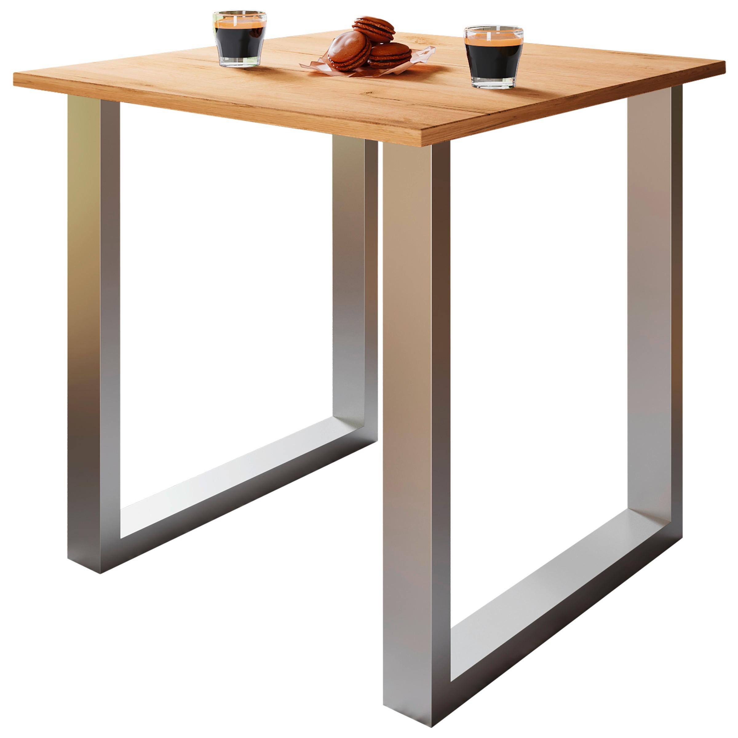Schreibtisch Lona Silber, Eiche Dekor B: 80 cm - Honigeiche/Silberfarben, Design, Holzwerkstoff/Metall (80/76/50cm) - MID.YOU