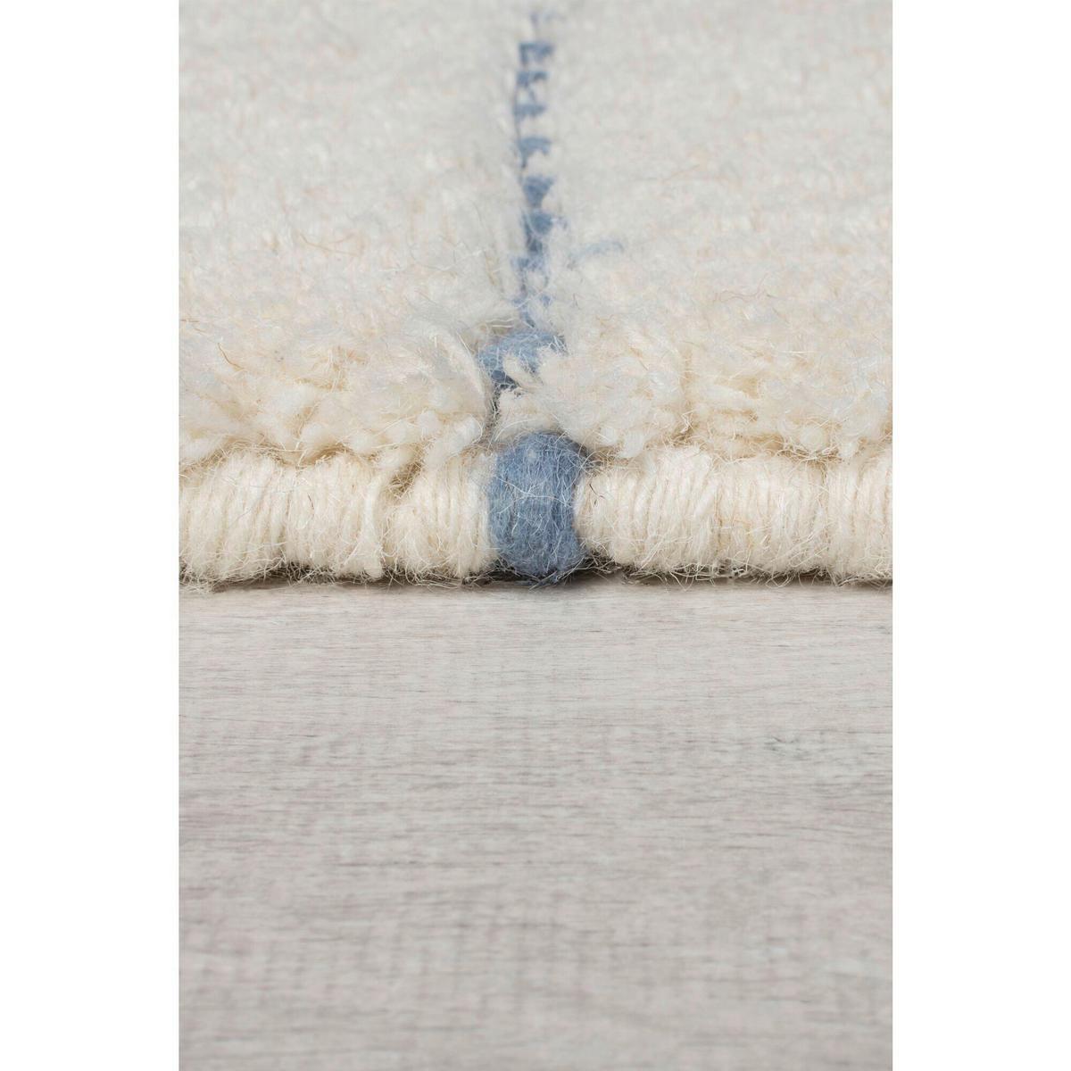 Handwebteppich Dottie Wolle Blue - Blau, KONVENTIONELL, Textil (120/170cm)