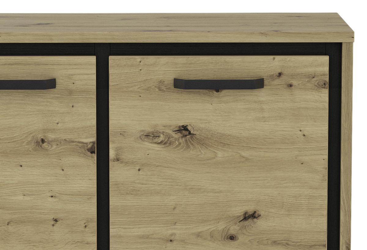 Kommode B 91,4 Cm Trondheim, Eiche Dekor/schwarz - Eichefarben/Schwarz, MODERN, Holzwerkstoff/Kunststoff (91,4/91,2/41,5cm) - MID.YOU