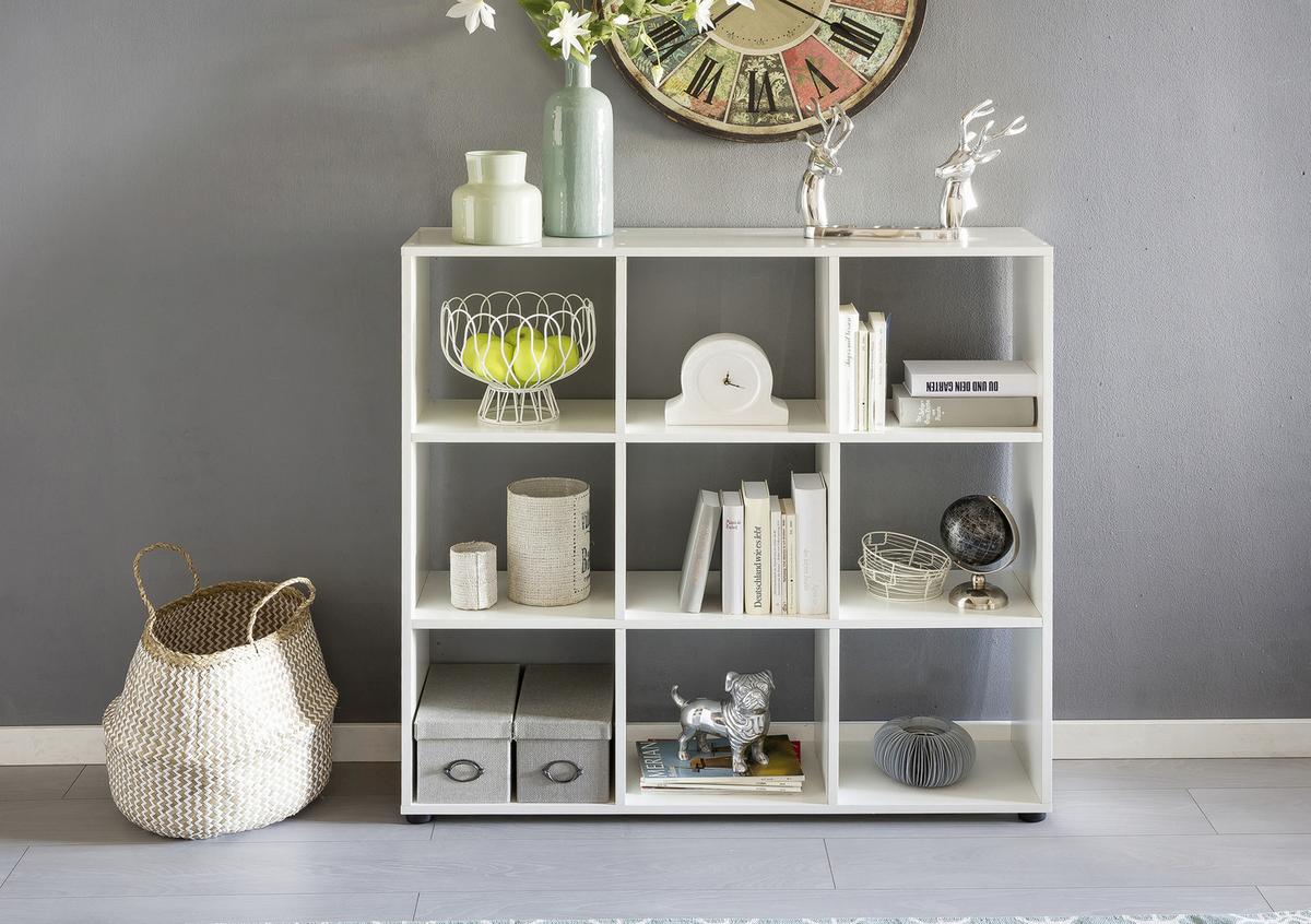 Viacúčelový regál zara biely - čierna/biela, Konventionell, kompozitné drevo/plast (108/104/29cm) - MID.YOU