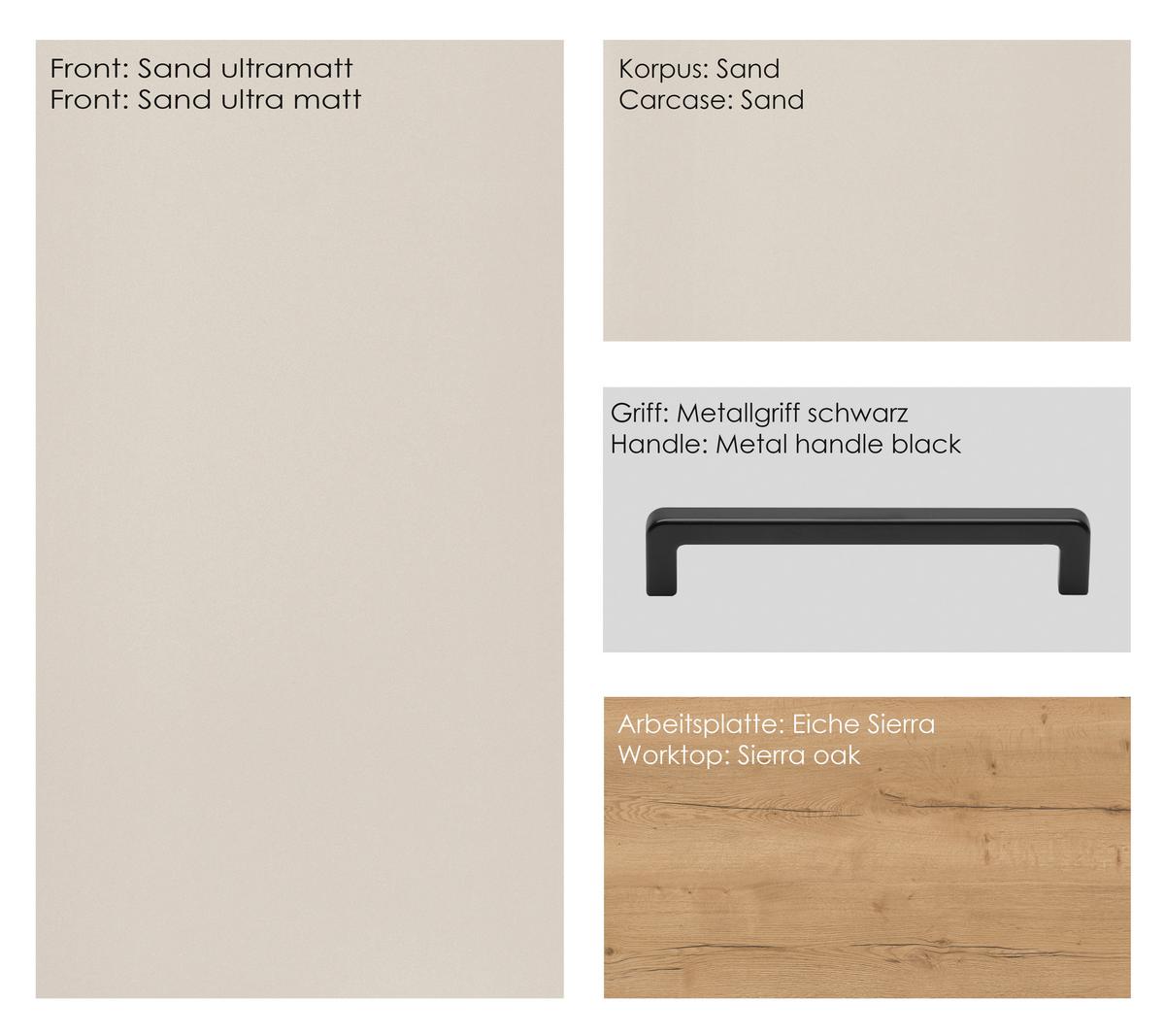 Küchenleerblock Easytouch High-Line, H4 Rechts - Sandfarben/Eichefarben, MODERN, Holzwerkstoff (300cm) - Nobilia