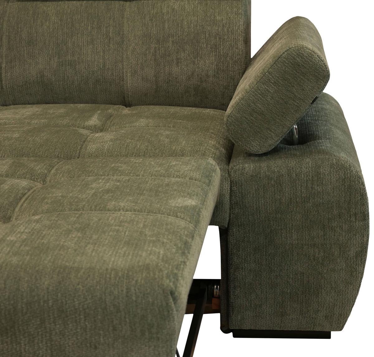 Rohová sedačka VEGAS, levá, lesní zelená žinylka - černá/lesní zelená, Design, dřevo/textil (173/294cm)