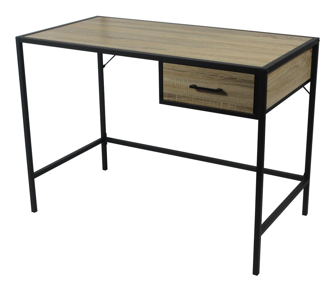 Písací stôl XENOS - čierna/prírodná farba, Modern, kov/kompozitné drevo (105/76/55cm) - Mömax