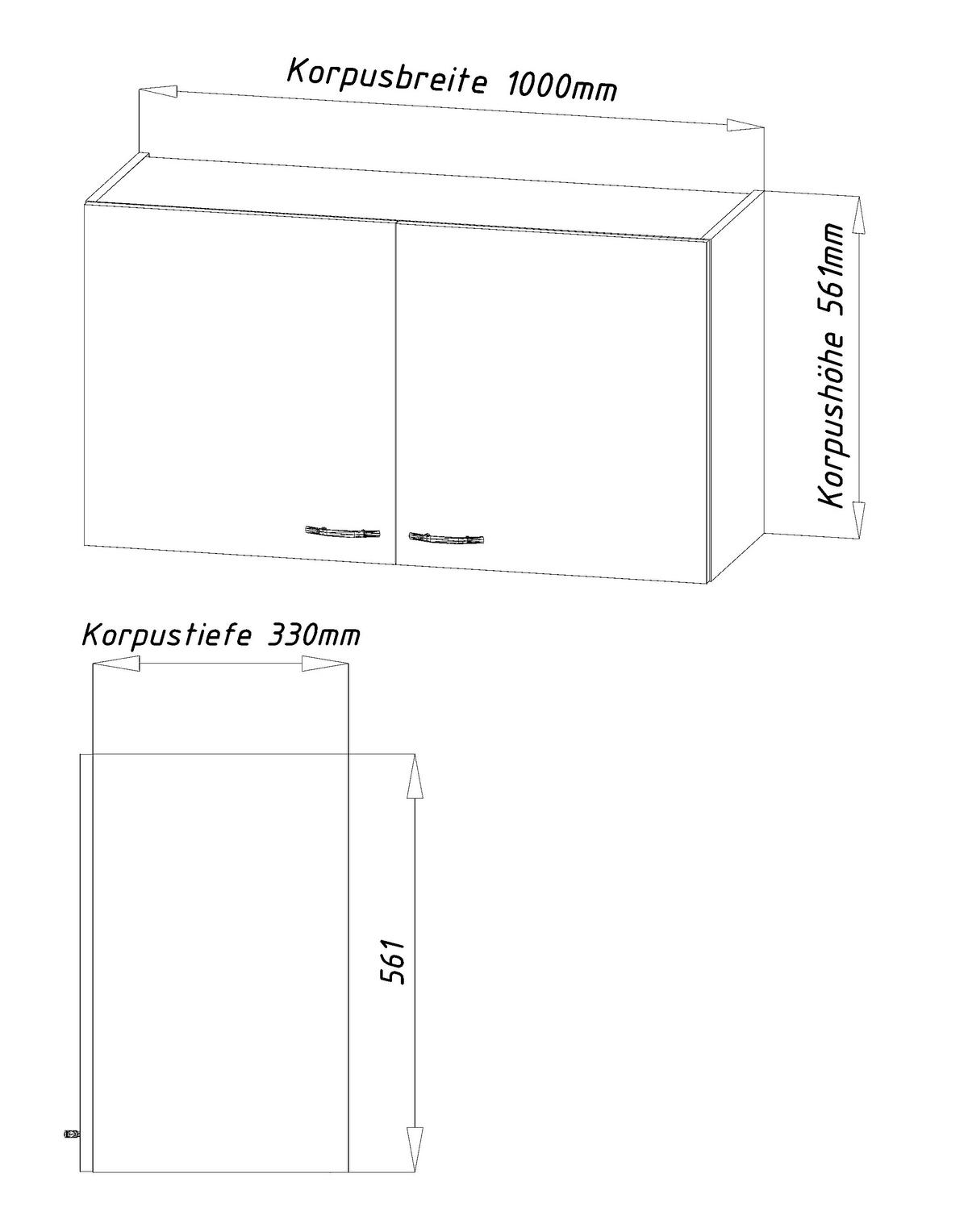 Miniküche M. Kühlschrank + Kochfeld 100 Cm Weiß Dekor - Weiß, MODERN, Holzwerkstoff/Metall (100cm) - Respekta