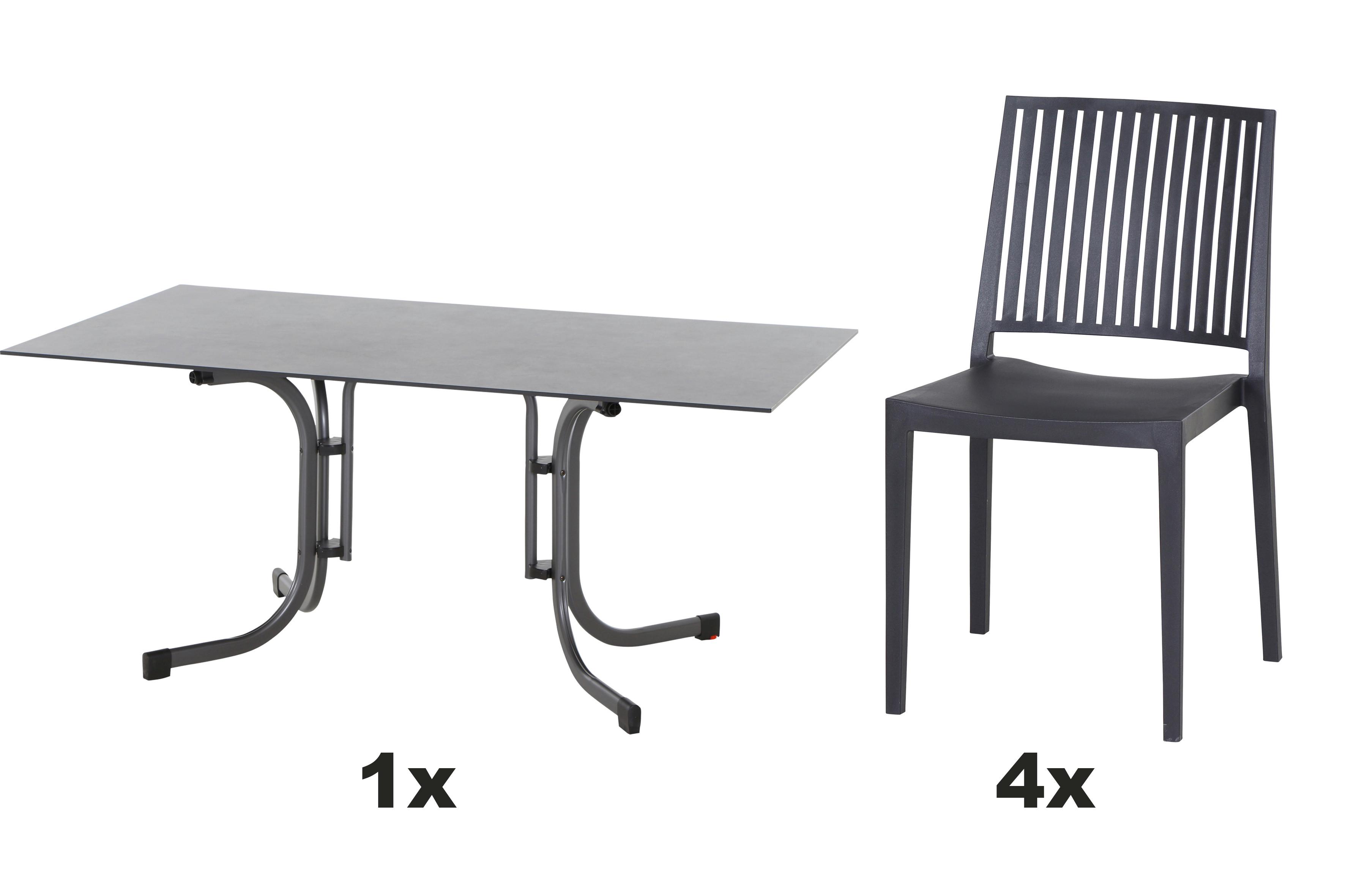 Gartengarnitur T20137 - Anthrazit, Basics, Holzwerkstoff/Kunststoff (57/80/56cm) - Siena Garden