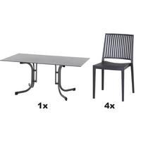 Gartengarnitur T20137 - Anthrazit, Basics, Holzwerkstoff/Kunststoff (57/80/56cm) - Siena Garden