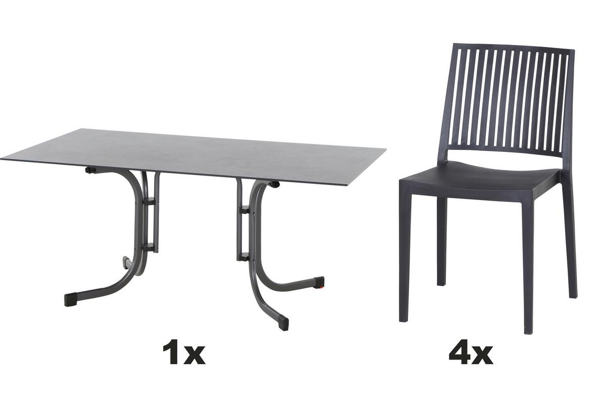 Gartengarnitur T20137 - Anthrazit, Basics, Holzwerkstoff/Kunststoff (57/80/56cm) - Siena Garden