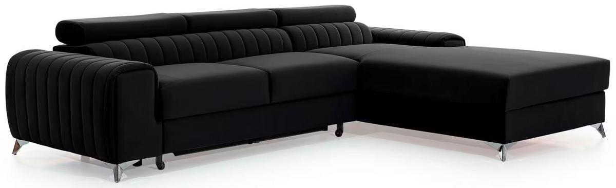 Ecksofa Grayson Schwarz S: 278x205 Cm - Silberfarben/Schwarz, Design, Textil (278/205cm) - MID.YOU