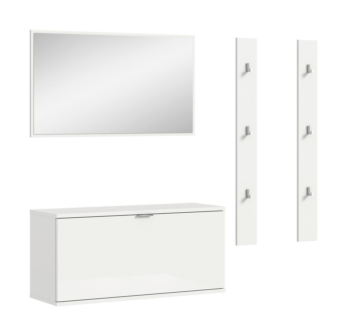 Garderobe Projekt X Weiß B: 130 Cm - Weiß Hochglanz/Weiß, Design, Holzwerkstoff (130/193/32cm) - Livetastic