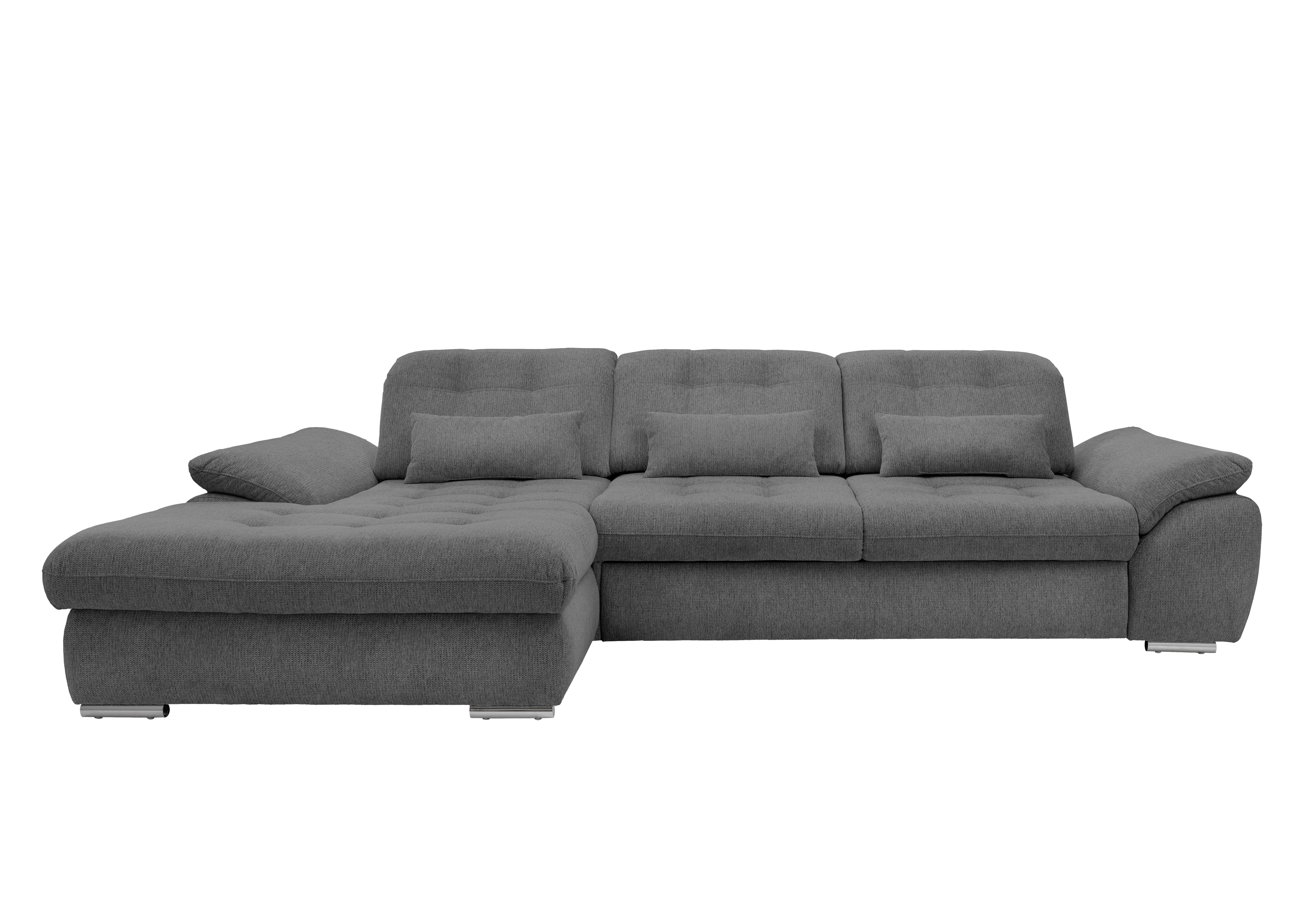 Ecksofa mit Bettkasten Rigatti Graubraun S: 184x314cm - Chromfarben/Graubraun, MODERN, Textil (184/314cm) - Livetastic